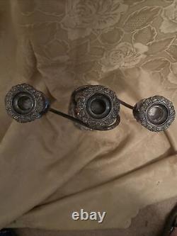 Pair of Vintage Silver Plated Unbranded Ornate 11 Candelabra EUC