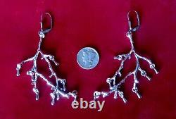 Pair of Vintage Silver Tone Branch Earrings/Boho/Hippie/Shabby Chic