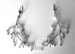 Pair of Vintage Silver Tone Branch Earrings/Boho/Hippie/Shabby Chic