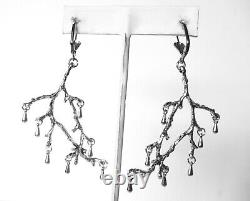 Pair of Vintage Silver Tone Branch Earrings/Boho/Hippie/Shabby Chic