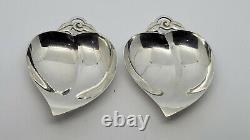 Pair of Vintage Small Tiffany & Co. Sterling Silver Leaf Footed Dishes, 73.2 g