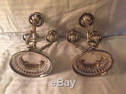 Pair of Vintage Solid Silver Candelabras with Renaissance Style Dolphins