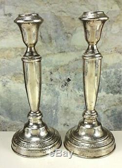 Pair of Vintage Sterling Silver 925 Weighted Candle Stick Holders 582 gr