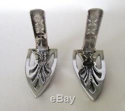 Pair of Vintage Sterling Silver Deco Dress Clips With Clear Paste Stones