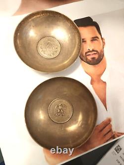 Pair of Vintage Sterling Silver Dish Bowls with 1943 1945 Mexican Un Peso Coin