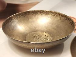 Pair of Vintage Sterling Silver Dish Bowls with 1943 1945 Mexican Un Peso Coin