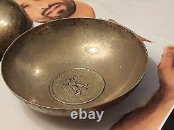 Pair of Vintage Sterling Silver Dish Bowls with 1943 1945 Mexican Un Peso Coin