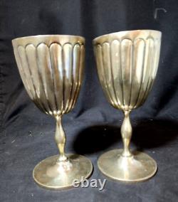 Pair of Vintage Sterling Silver Goblets Ribbed Surface 625 gr