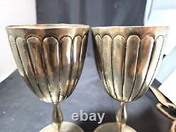 Pair of Vintage Sterling Silver Goblets Ribbed Surface 625 gr