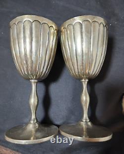 Pair of Vintage Sterling Silver Goblets Ribbed Surface 625 gr