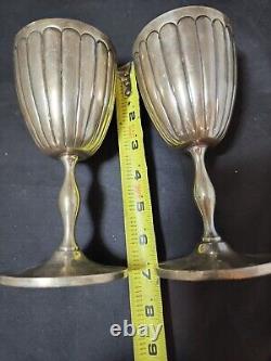 Pair of Vintage Sterling Silver Goblets Ribbed Surface 625 gr