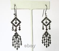Pair of Vintage Sterling Silver & Marcasite Earrings/Hippie/Boho/Shabby Chic