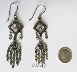 Pair of Vintage Sterling Silver & Marcasite Earrings/Hippie/Boho/Shabby Chic