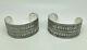 Pair Of Vintage Sterling Silver Middle Eastern Tribal Wide Bangle Cuff Bracelets