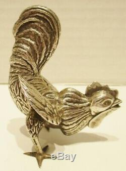 Pair of Vintage Sterling Silver Miniature Rooster Table Ornaments