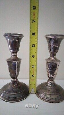 Pair of Vintage Sterling Silver Weighted Candlesticks 6 Tall