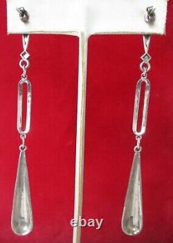 Pair of Vintage Sterling Silver and MarcasiteShoulder Duster Earrings