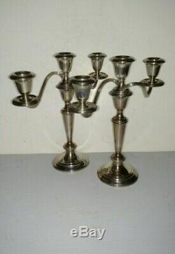 Pair of Vintage Sterling silver Gorham 3 lights candlesticks candelabra