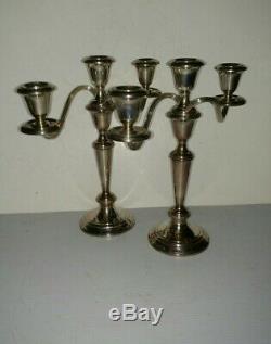 Pair of Vintage Sterling silver Gorham 3 lights candlesticks candelabra
