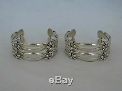 Pair of Vintage Taxco Sterling Silver Awesome Cuff Bracelets
