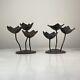 Pair Of Vintage Unique Flower Tulip Design Iron Metal Hand Forged Candle Holders