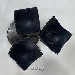 Pair of Vintage Unique Flower Tulip Design Iron Metal Hand Forged Candle Holders