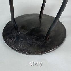 Pair of Vintage Unique Flower Tulip Design Iron Metal Hand Forged Candle Holders