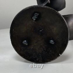 Pair of Vintage Unique Flower Tulip Design Iron Metal Hand Forged Candle Holders