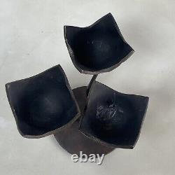 Pair of Vintage Unique Flower Tulip Design Iron Metal Hand Forged Candle Holders
