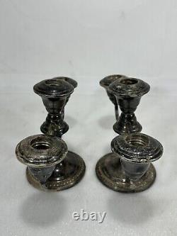 Pair of Vintage WM Rogers Sterling Weighted Reinforced Candelabra 9A-2