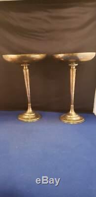 Pair of Vintage Weighted STERLING SILVER PEDESTAL COMPOTE 467g 6 1/2H