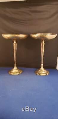 Pair of Vintage Weighted STERLING SILVER PEDESTAL COMPOTE 467g 6 1/2H