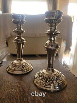 Pair of Vintage solid silver candlesticks, Victorian style