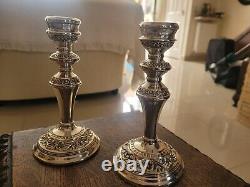 Pair of Vintage solid silver candlesticks, Victorian style