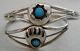 Pair Of Vtg Native American Southwest Silver Turquoise Cuff Bracelets 701414