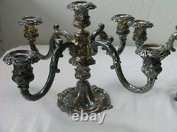 Pair of Vtg Reed & Barton 5 Arm Silverplated Candelabra #741 Candle Holders 9.5