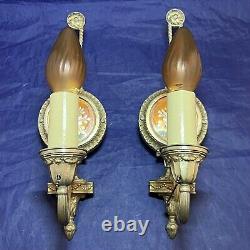 Pair of antique nickel weathered patina Sconces With Mirrors Wow 7F