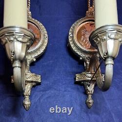 Pair of antique nickel weathered patina Sconces With Mirrors Wow 7F