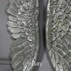 Pair of large silver gilt angel wings vintage style wall art home gift accessory