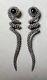 Pair Of Large Vintage Solid Sterling Silver Red Garnet Stone Drop Snake Earrings