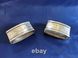 Pair of matched Vintage Sterling Silver Napkin Rings Papa and Motherengraved