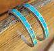 Pair Of Vintage Native American Silver And Inlaid Turquoise Bracelets, Small