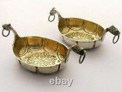 Pair of vintage or antique silver Viking Ships salts by David Andersen of Norway