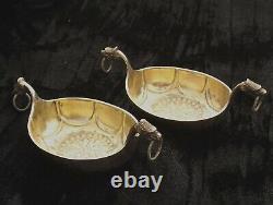 Pair of vintage or antique silver Viking Ships salts by David Andersen of Norway