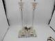 Pair Of Working Vintage Speer Corinthian Column Table Lamps Silver And Crystal