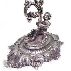 Pair vintage Italian solid silver cherub candlesticks