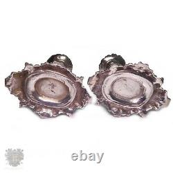 Pair vintage Italian solid silver cherub candlesticks