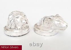 Pair vintage filled sterling silver place name holders, Afrisilver, South Africa