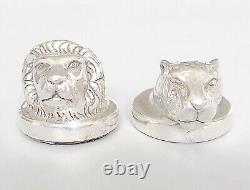 Pair vintage filled sterling silver place name holders, Afrisilver, South Africa