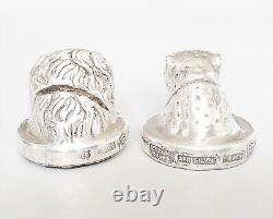 Pair vintage filled sterling silver place name holders, Afrisilver, South Africa